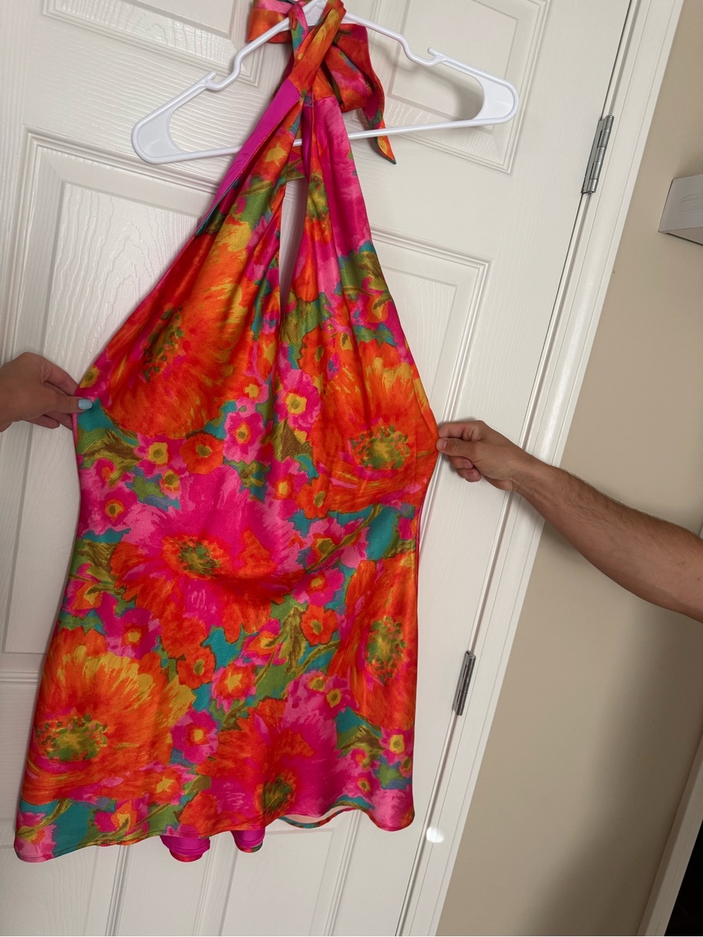 Show Me Your MuMu Hot Pink Floral Halter Mini Dress - Picture 2 of 4